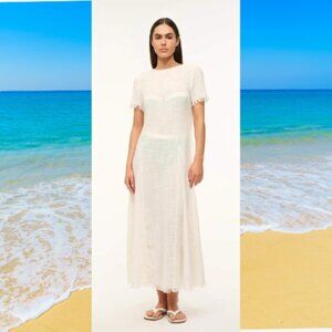 NWT Staud LeHavre Cotton Gauze Swim Coverup White Size XS/S